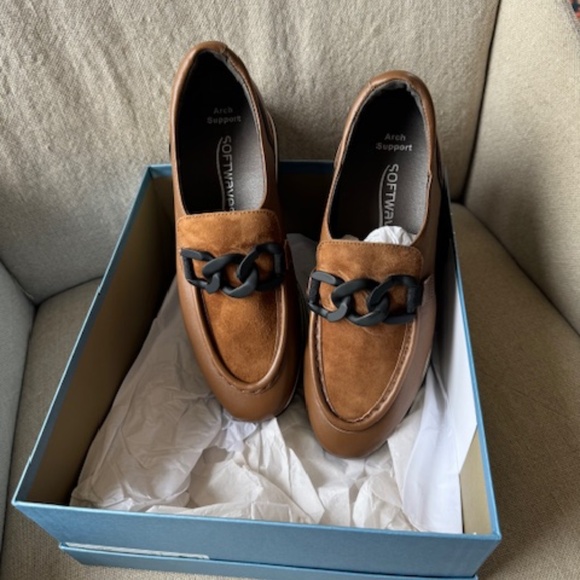 Brown Leather Wedge Loafers - Picture 3 of 7